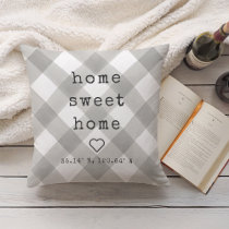 Home Sweet Home Custom Coordinates Throw Pillow