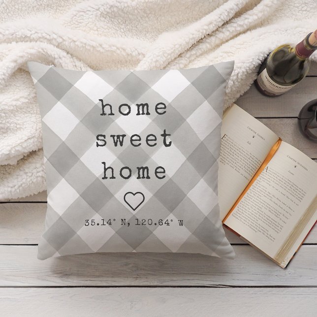 Home Sweet Home Custom Coordinates Throw Pillow (Creator Uploaded)