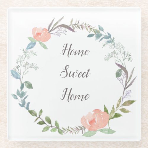Home Sweet Home Custom Quote Vintage Decorative Glass Coaster