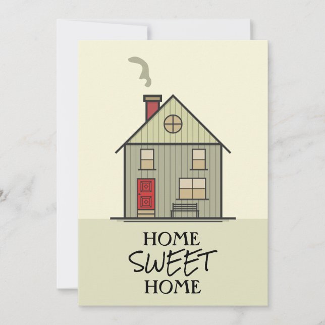 Home Sweet Home Cute House Flat Note Card (Front)