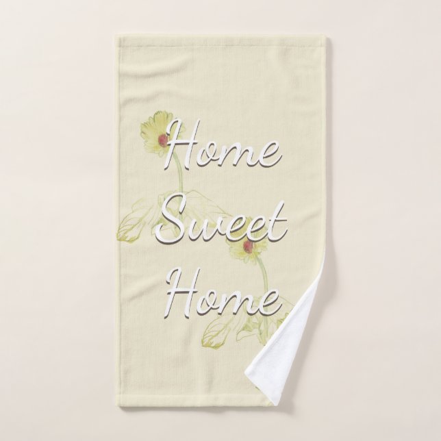 "Home Sweet Home" Daisy Beige Hand Towel (Hand Towel)