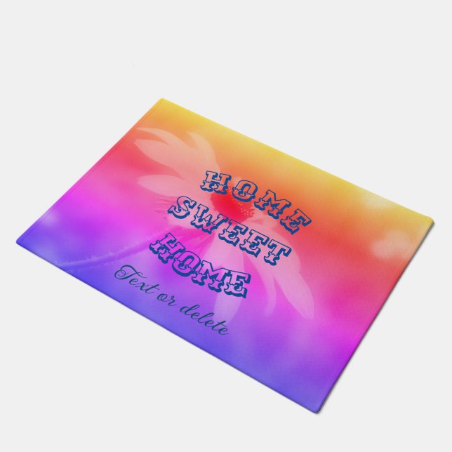 Home Sweet Home Daisy Flower Personalized Doormat (Angled)