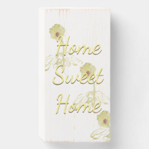 "Home Sweet Home" Daisy Natural Wood Wooden Box Sign