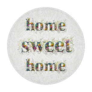 HOME SWEET HOME decorative text in wildflowers Cutting Board