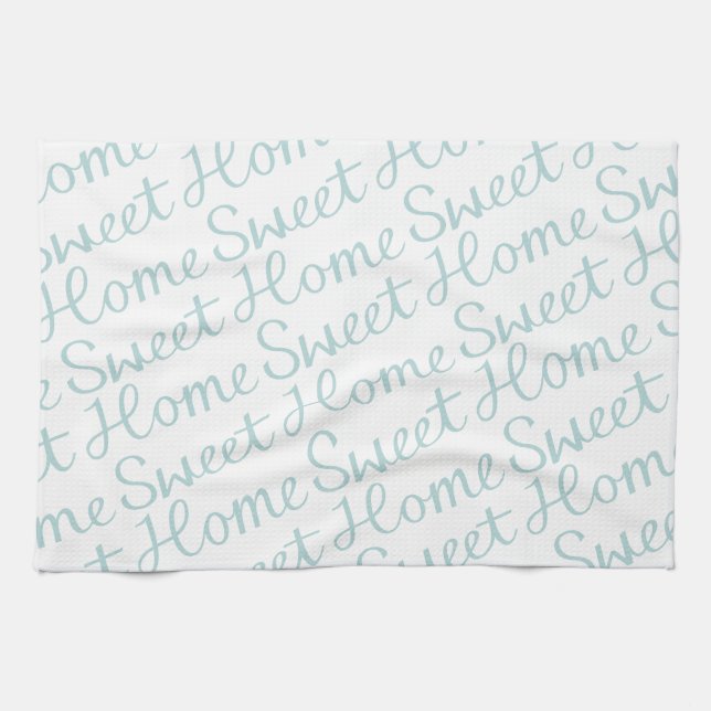 Home Sweet Home Diagonal Script Duck Egg Blue Wt Kitchen Towel (Horizontal)