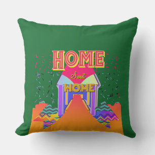 Home Sweet Home Dk Green Outdoor Pillow