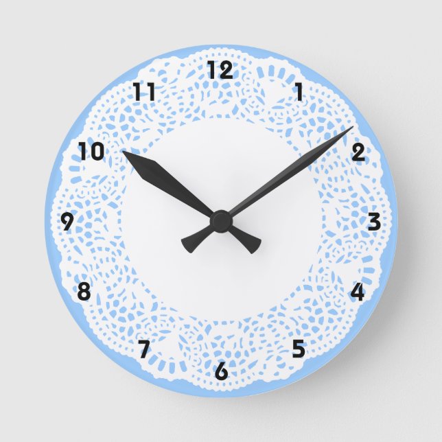 Home Sweet Home Doily Design (with numbers) Round Clock (Front)
