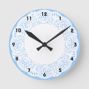 Home Sweet Home Doily Design (with numbers) Round Clock