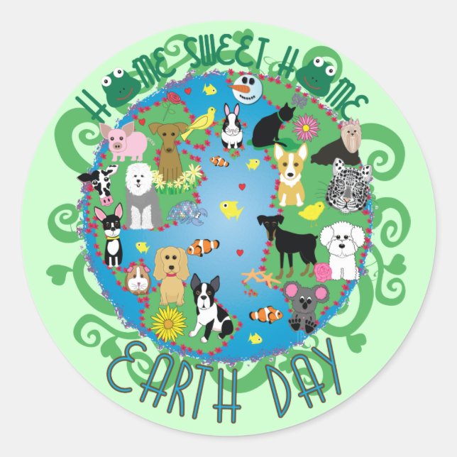 Home Sweet Home Earth Day Animals Stickers (Front)