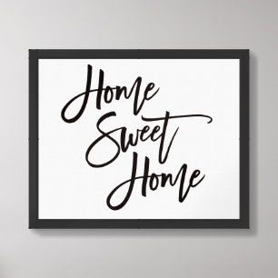 Home Sweet Home Elegant Black Script Framed Art