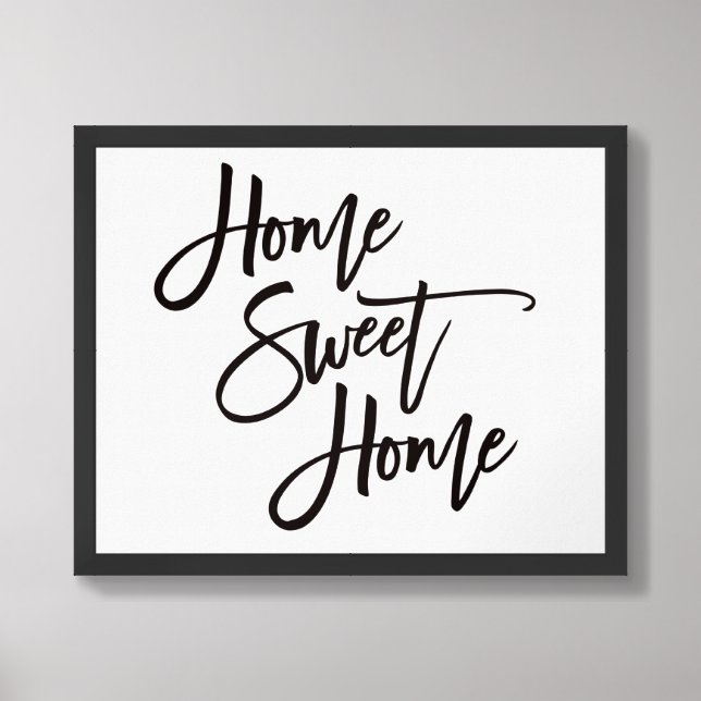 Home Sweet Home Elegant Black Script Framed Art (Framed Front)