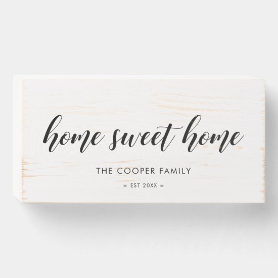Home sweet home Elegant family name Wooden Box Sign