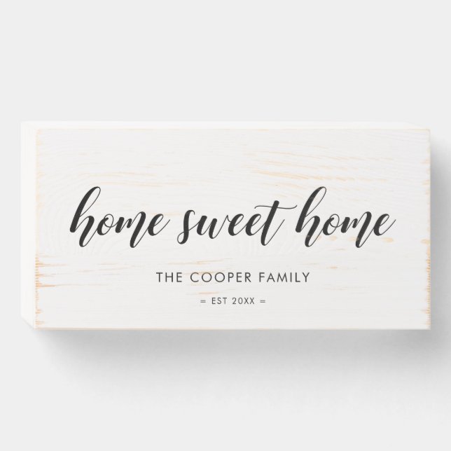Home sweet home Elegant family name Wooden Box Sign (Front Horizontal)