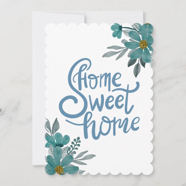 Home Sweet Home Elegant Flowers Housewarming Card (Front)