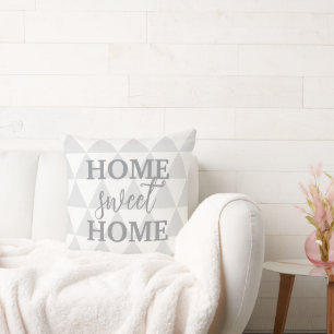 Home Sweet Home Elegant White and Gray Throw Pillow