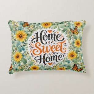 Home Sweet Home Eucalyptus With Yellow Flowers Accent Pillow