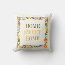 "HOME SWEET HOME" Fall floral border orange yellow