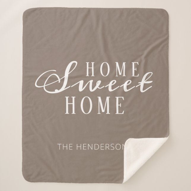 Home Sweet Home Family Custom Tan White Sherpa Blanket (Front)