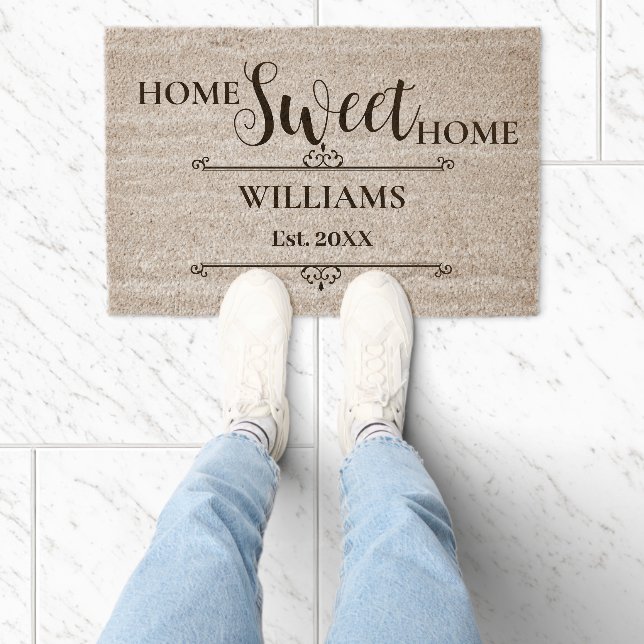 Home Sweet Home Family Name Est Elegant Fiber Doormat (Insitu)