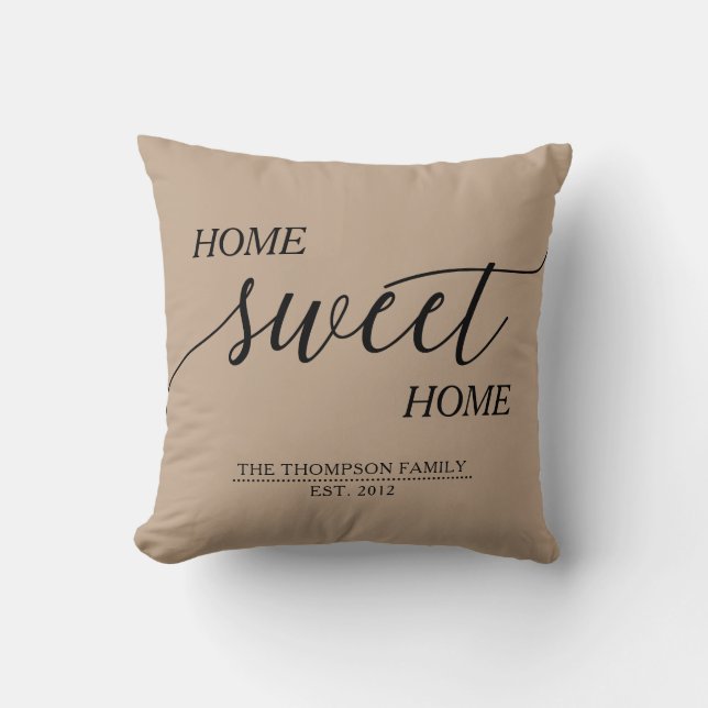 Home Sweet Home Family Name Throw Pillow (Front)