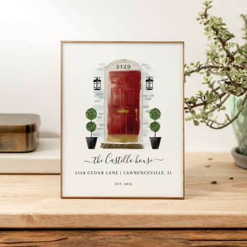 Home Sweet Home Family Red Watercolor Family Door Poster