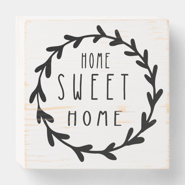 Home Sweet Home Farmhouse Wall Home Decor Wooden Box Sign (Front Horizontal)