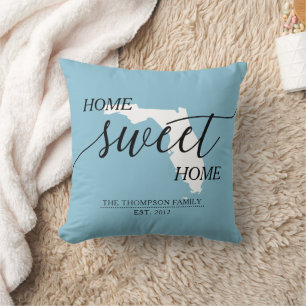 Home Sweet Home FL State Family Name Throw Pillow