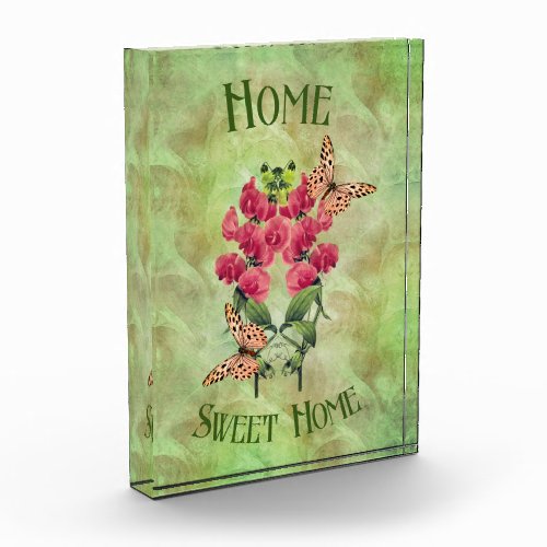 Home Sweet Home Flowers And Butterflies  Photo Block