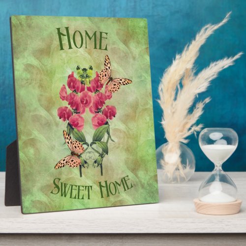 Home Sweet Home Flowers And Butterflies  Plaque