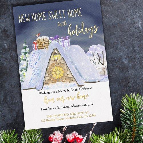 Home Sweet Home for the Holidays Christmas Roof Foil Holiday Card