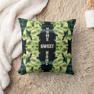 Home Sweet Home Foxglove Flowers Abstract Throw Pillow