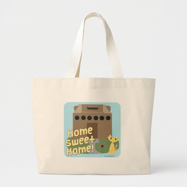 Home Sweet Home Fun Pet Carrier Cartoon Large Tote Bag (Front)