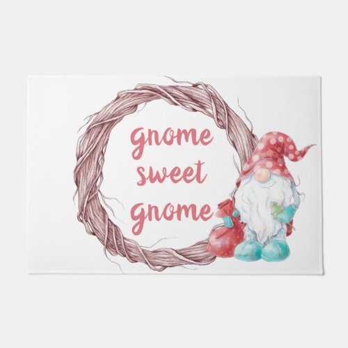 home sweet home funny gnome cute Christmas holiday Doormat