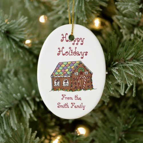 Home Sweet Home Gingerbread House Christmas Party Ceramic Ornament