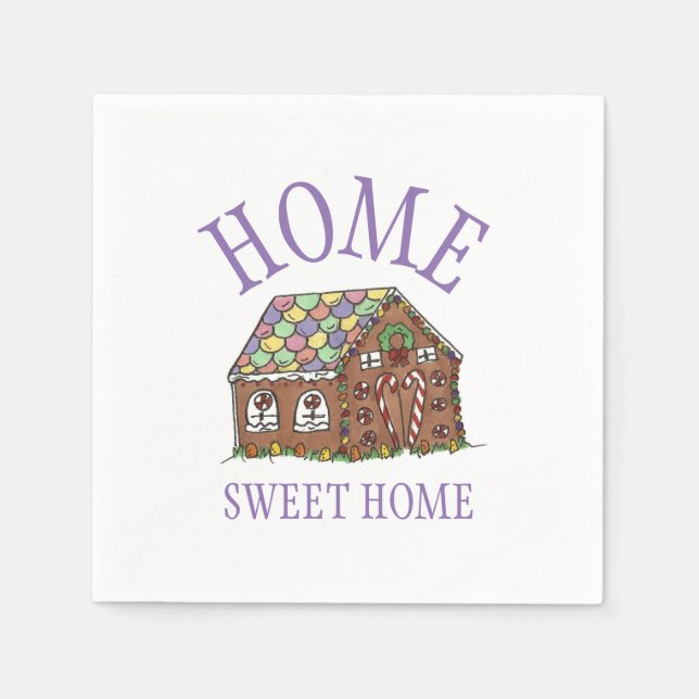 Home Sweet Home Gingerbread House Holiday Napkins (Front)