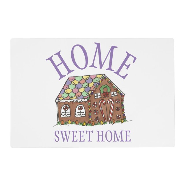 Home Sweet Home Gingerbread House Holiday Placemat (Front)
