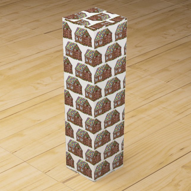 Home Sweet Home Gingerbread House Holiday Wine Box (Front)