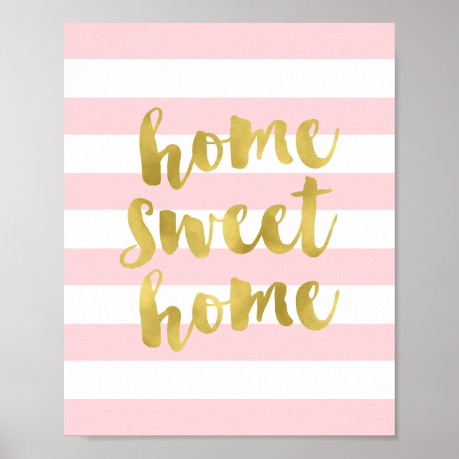 Home Sweet Home Gold and Pink | Art Print (Front)