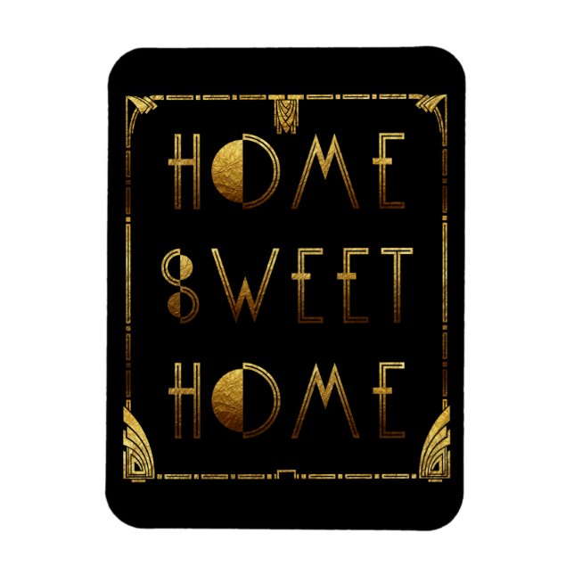 Home Sweet Home Gold Art Deco Sign Magnet (Vertical)