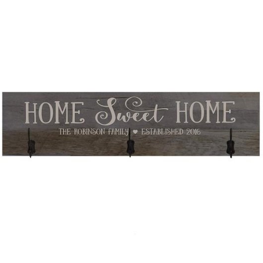 Home Sweet Home Gorgeous Barnwood Wooden Coat Rack (Front)