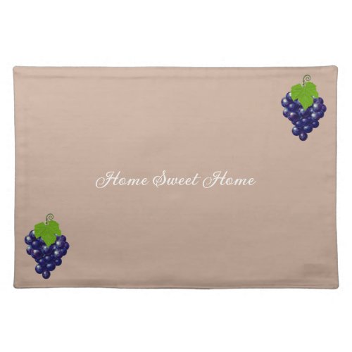 Home Sweet Home Grapes on Lucky Beige Cloth Placemat