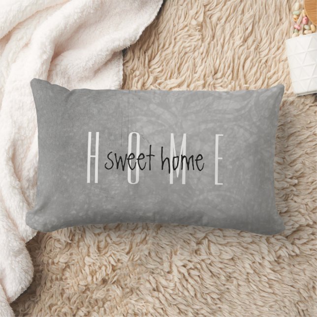 Home Sweet Home Gray Rustic Antiqued Shabby Lumbar Pillow (Blanket)