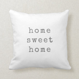 Home Sweet Home Gray Typewriter Text Throw Pillow