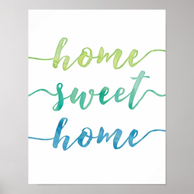 Home sweet home green and blue poster print (Front)
