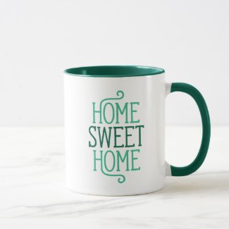 Home Sweet Home Green and White Mug