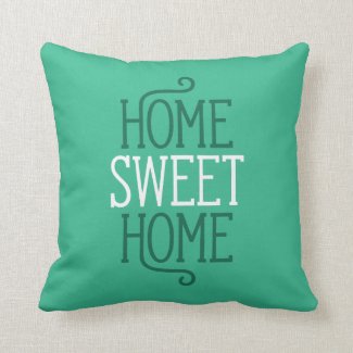Home Sweet Home Green Throw Pillow