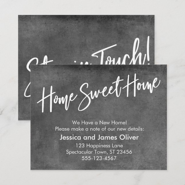 "Home Sweet Home" Grunge Gray Announcement (Front/Back)