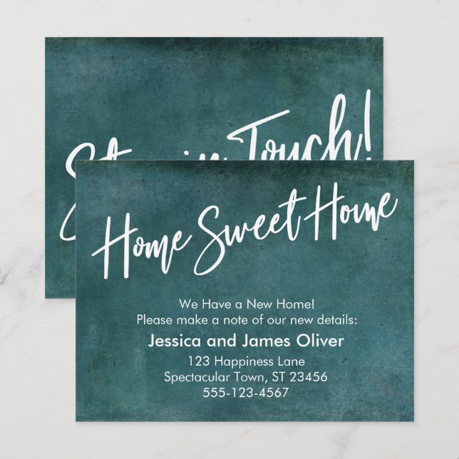 Home Sweet Home Grunge Teal Announcement (Front/Back)