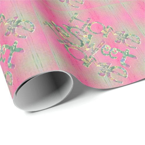 Home Sweet Home Hand drawn Floral Font Wrapping Paper