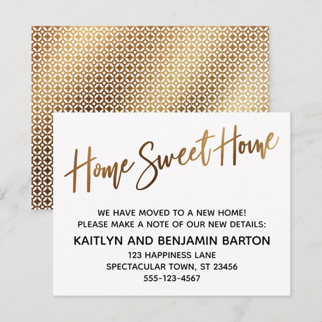 Home Sweet Home Handwriting Gold Pattern Card (Front/Back)